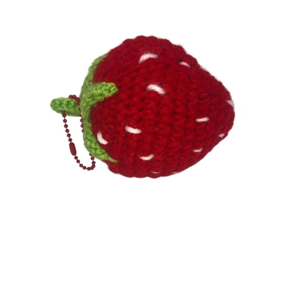 Handmade Crochet Strawberry Keychain 🍓 Cute Bag Charm - Picture 6 of 15